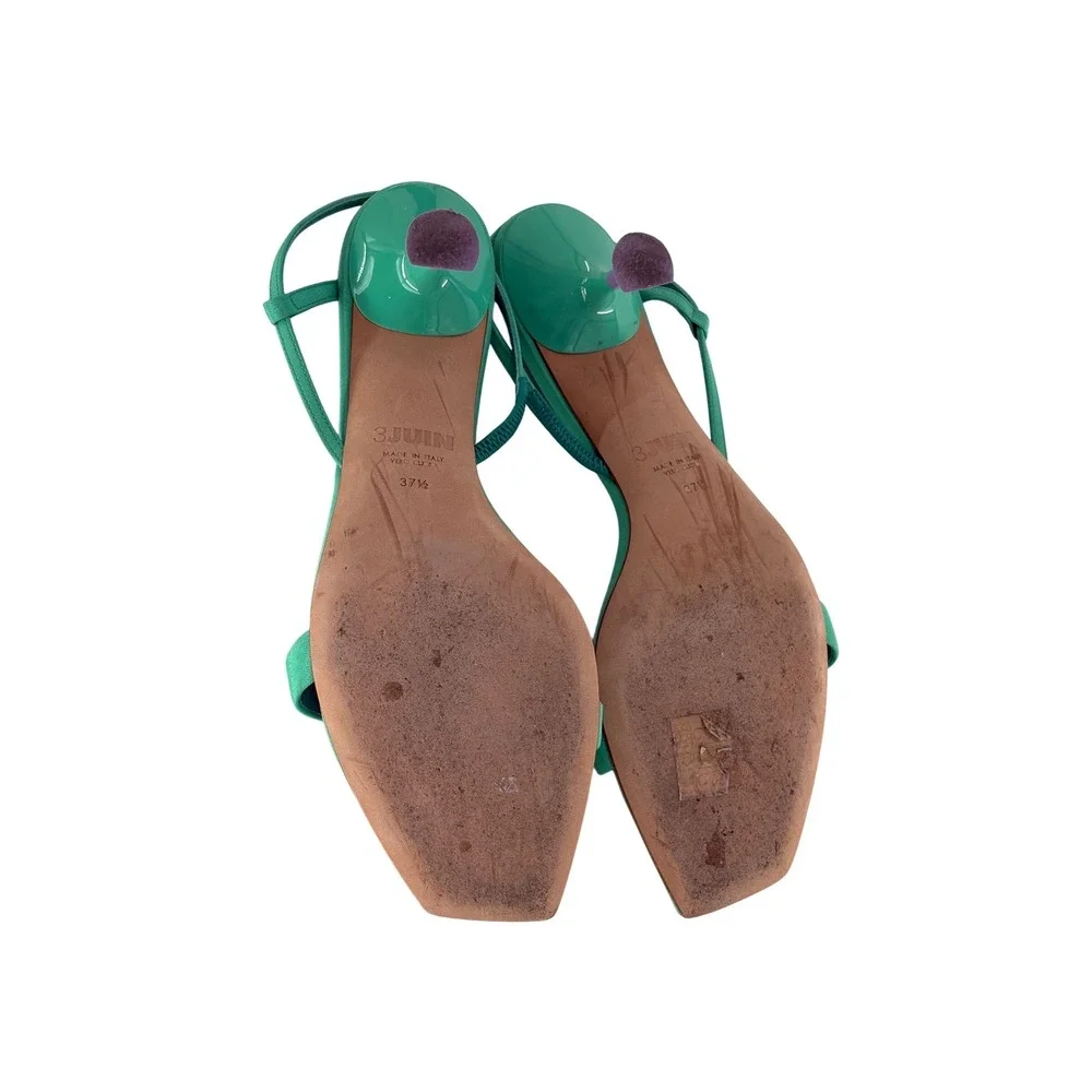 3Juin Kitten Heel Capri Kimi Sandals Women Size 7.5 Mint Green‎ Purple Open Toe